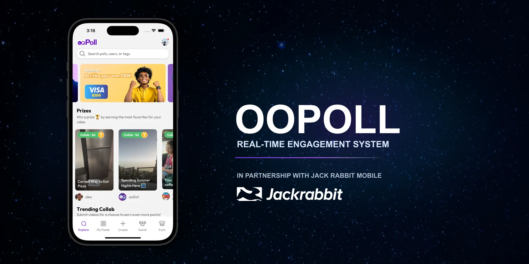 Oopoll real-time engagement system in partnership with Jack Rabbit Mobile
